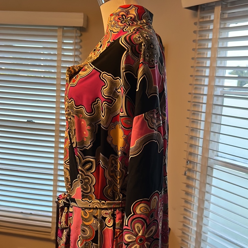 Excellent Condition Vintage Natori Psychedelic 60s Print Robe with Pockets - Picture 6 of 12